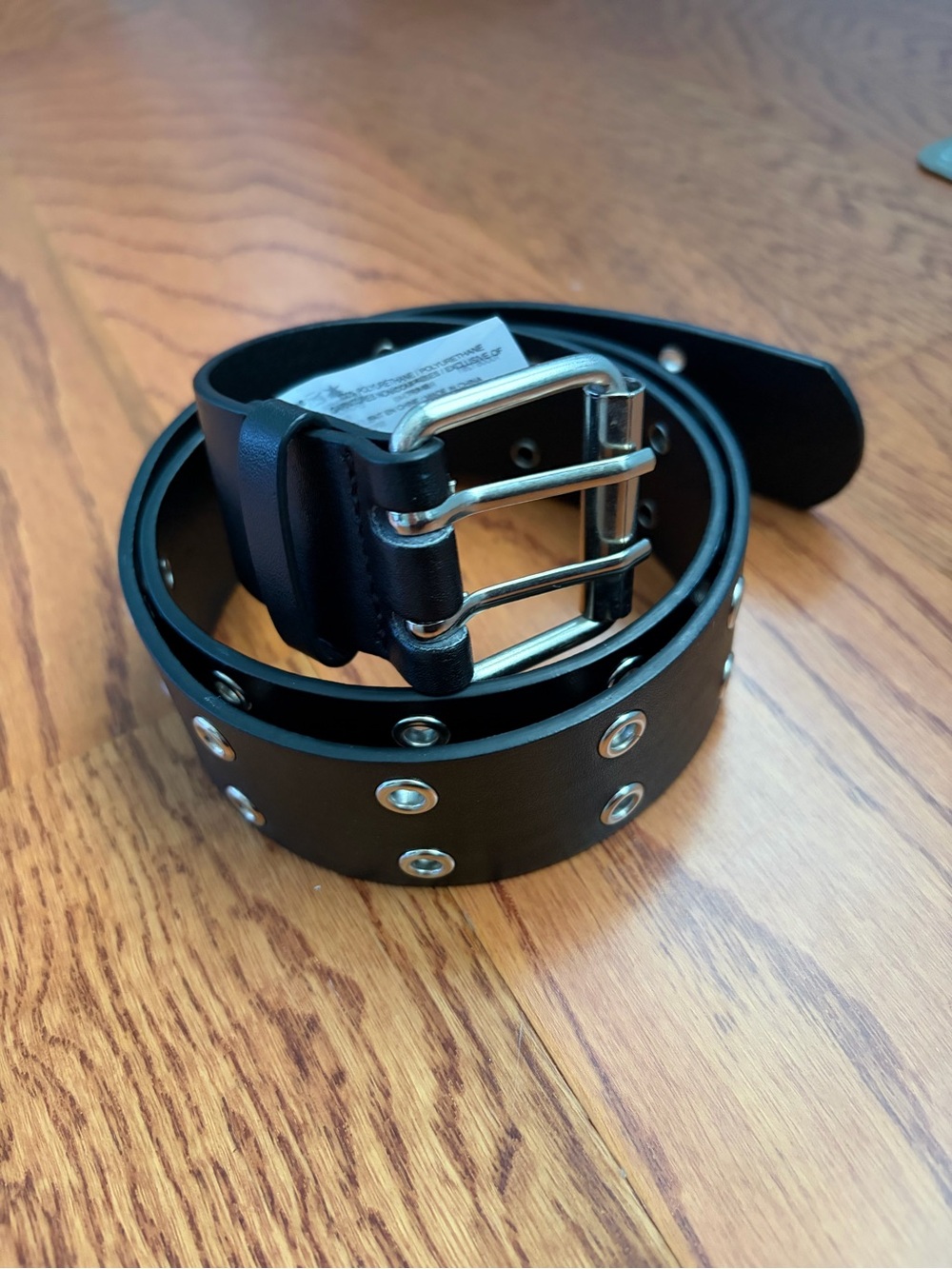 Black Studded Belt with Silver Buckle